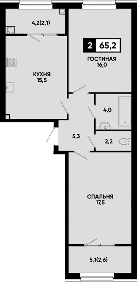Планировка 2-к.кв