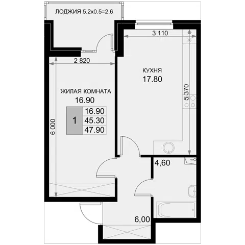 Планировка 2Е-к.кв