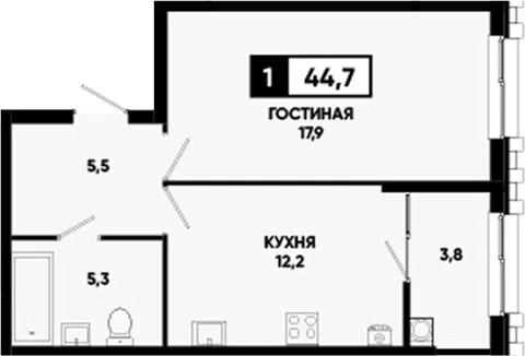 Планировка 1-к.кв
