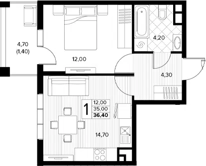 Планировка 2Е-к.кв