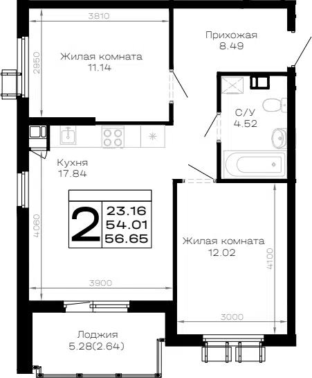 Планировка 2-к.кв