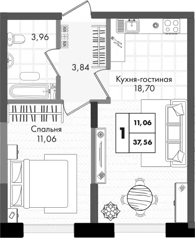 Планировка 2Е-к.кв