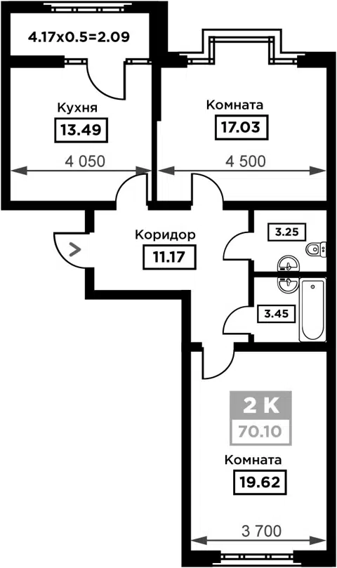 Планировка 2-к.кв