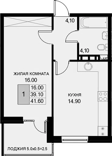 Планировка 1-к.кв