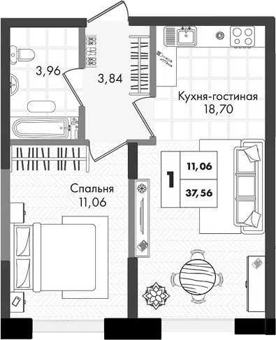 Планировка 2Е-к.кв
