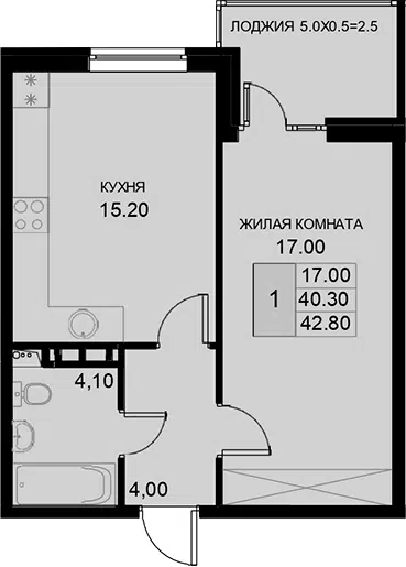 Планировка 1-к.кв