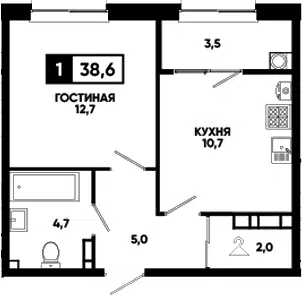Планировка 1-к.кв
