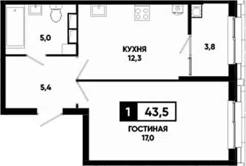 Планировка 1-к.кв