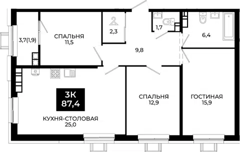 Планировка: 4Е-к.кв