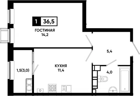Планировка 1-к.кв
