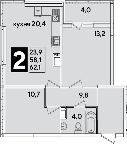Планировка 3Е-к.кв