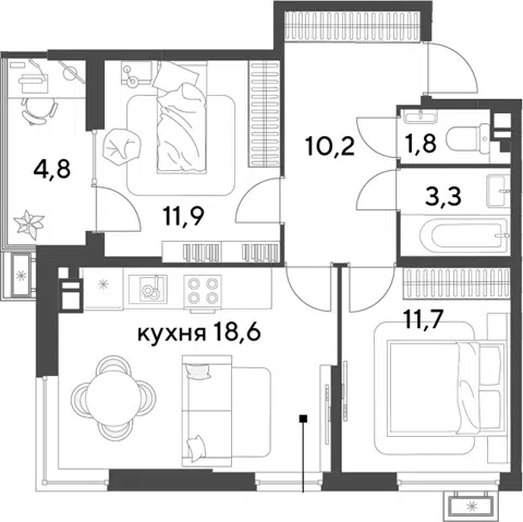 Планировка 3Е-к.кв