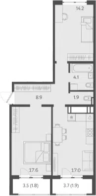 Планировка 3Е-к.кв