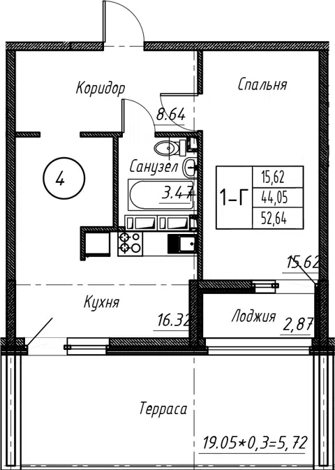 Планировка 2Е-к.кв