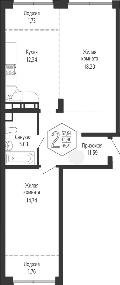 Планировка 2Е-к.кв