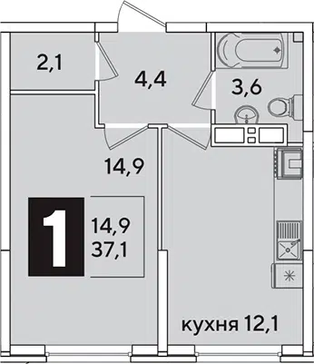 Планировка 1-к.кв