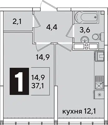 Планировка 1-к.кв