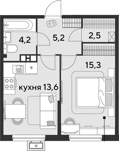 Планировка 1-к.кв