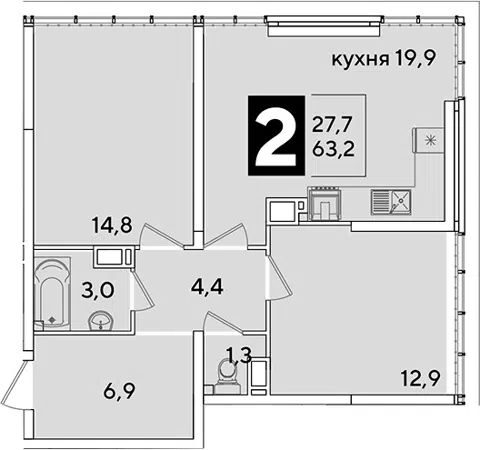 Планировка 3Е-к.кв