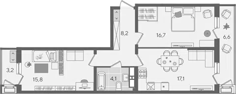 Планировка 3Е-к.кв