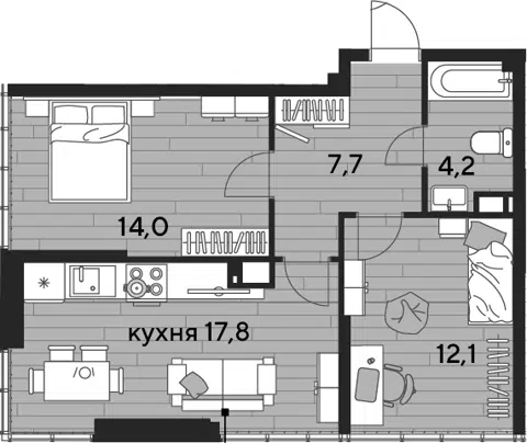 Планировка 2-к.кв