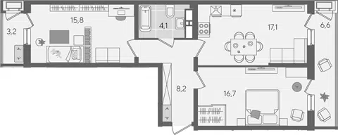 Планировка 3Е-к.кв