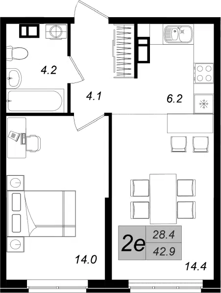 Планировка 2Е-к.кв