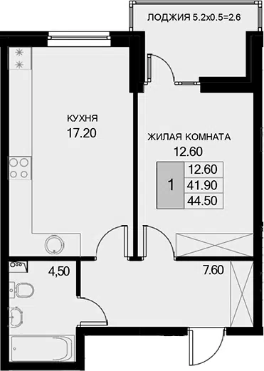 Планировка 1-к.кв
