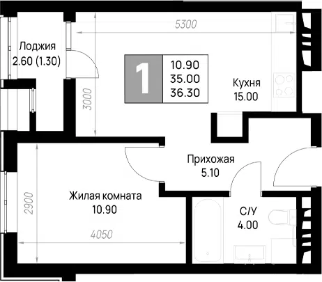 Планировка 1-к.кв