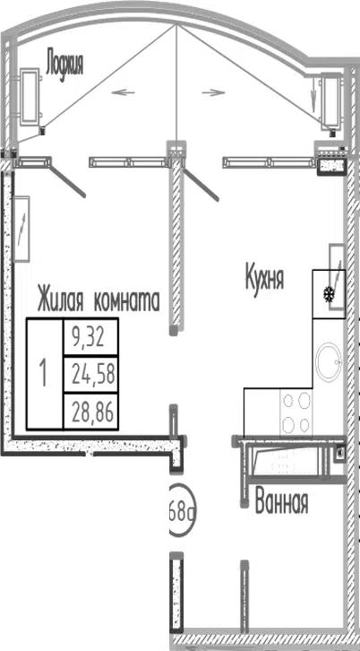 Планировка: 1-к.кв