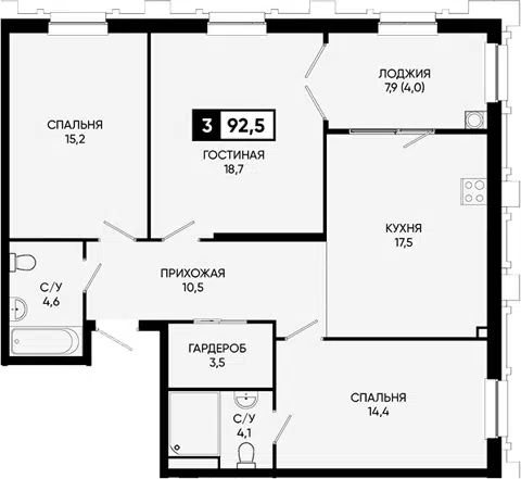 Планировка 3-к.кв