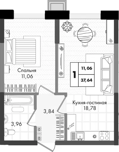Планировка 2Е-к.кв