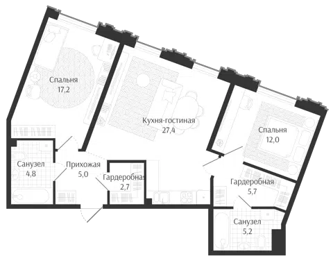 Планировка 3Е-к.кв