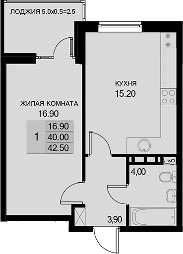 Планировка 1-к.кв