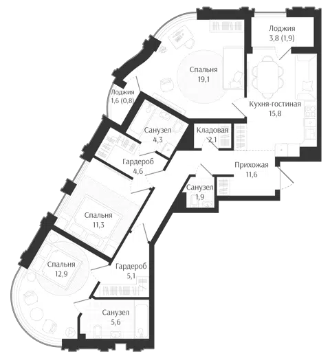 Планировка 4Е-к.кв