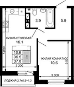 Планировка 1-к.кв