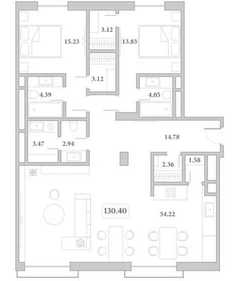 Планировка 3Е-к.кв