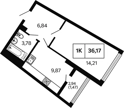 Планировка 1-к.кв
