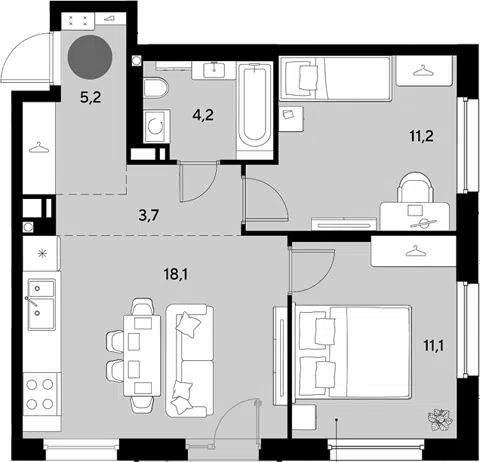 Планировка 3Е-к.кв