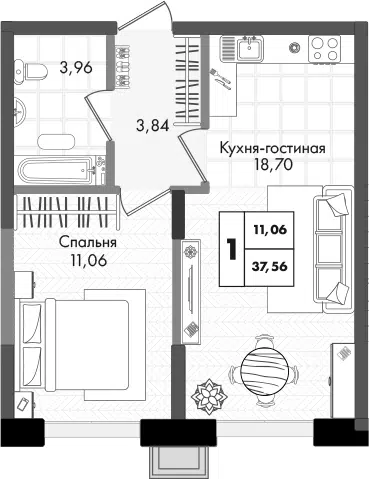 Планировка 2Е-к.кв