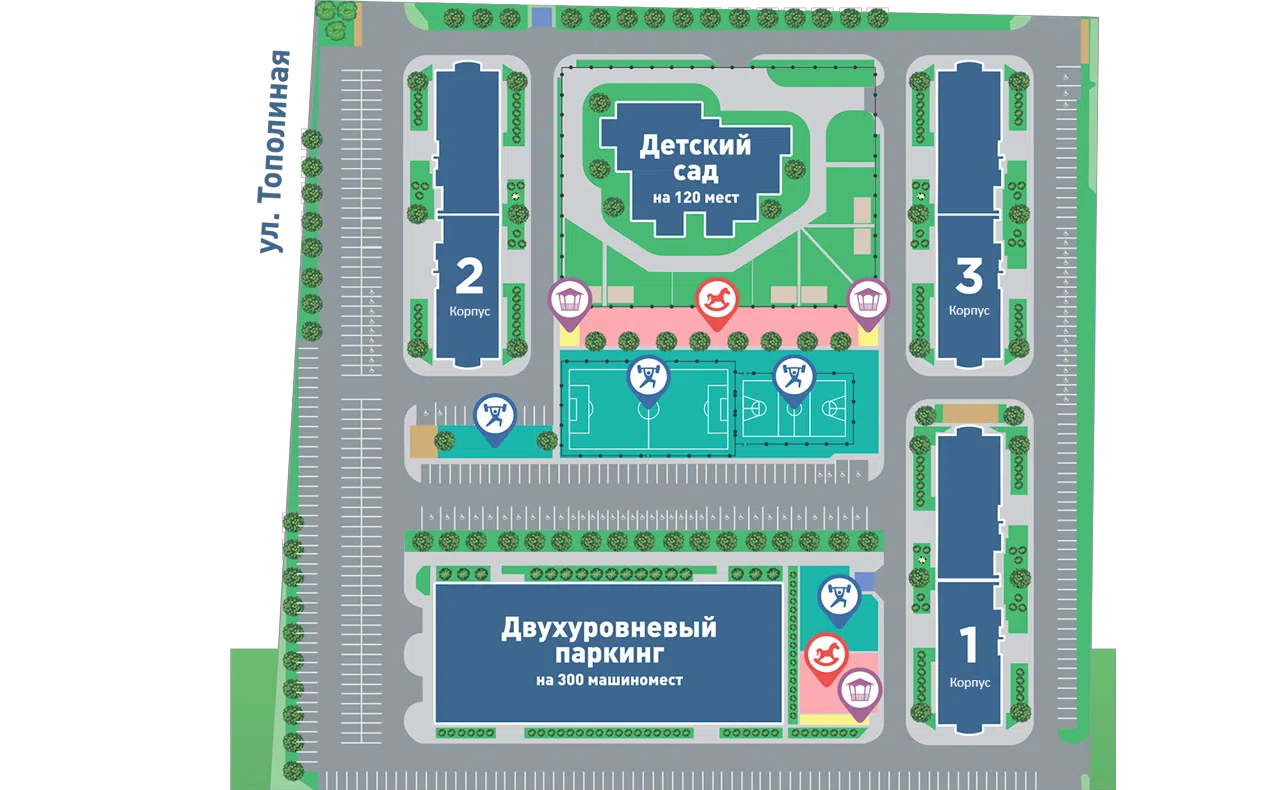 Генплан ЖК Тополиная Топольковая